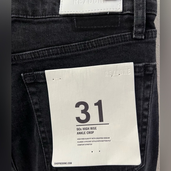 Re/done 90s High-Rise Ankle-Crop Jeans in Stoned Noir Size 31 - Picture 5 of 8